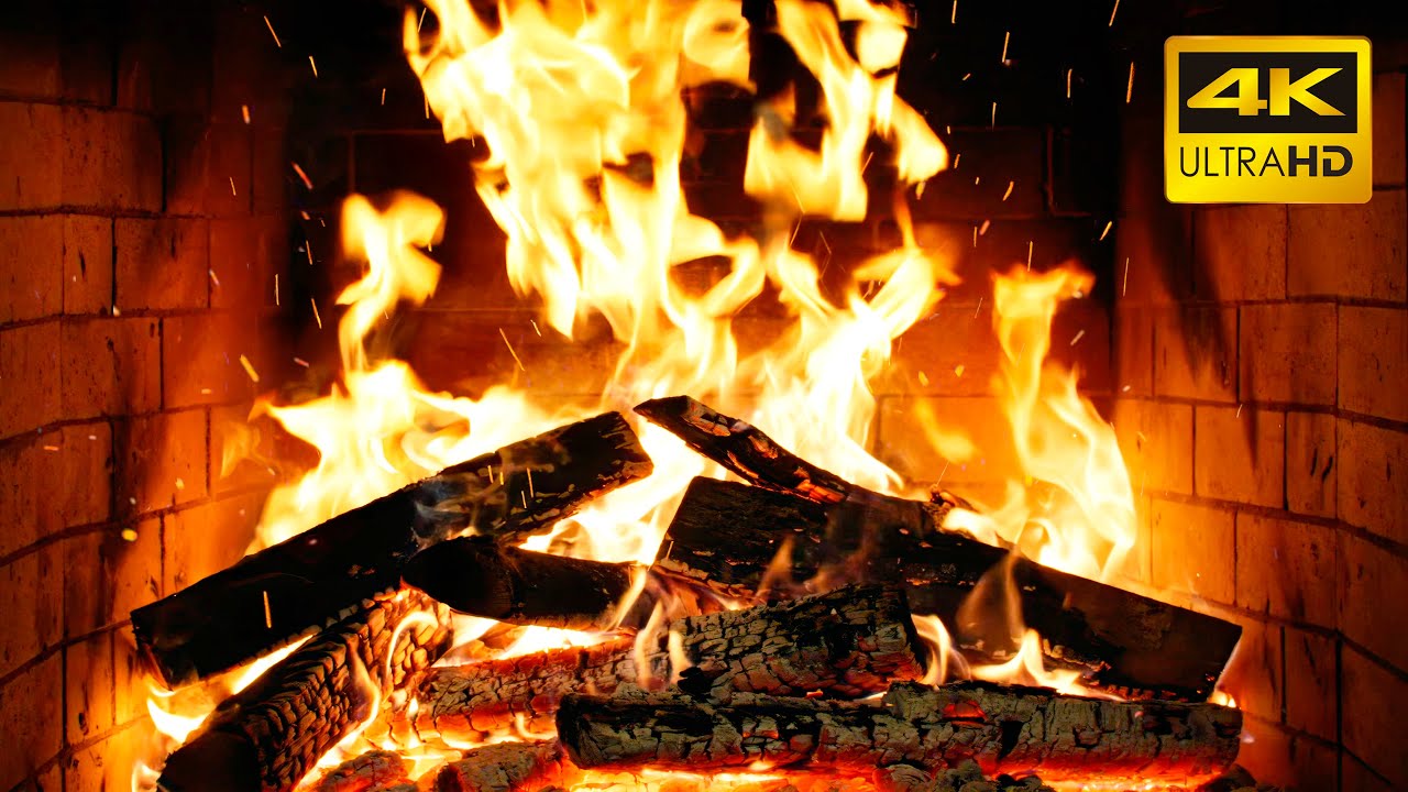 🔥 Gentle Flames Fireplace (12 HOURS) with Real Crackling Fire and Glowing Logs for Sleeping Better