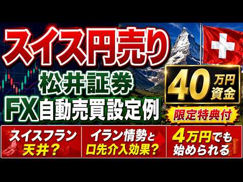 スイスフラン天井?イラン情勢と口先介入 スイス円売り松井証券自動売買設定例 40万円