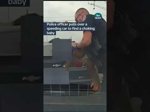 Police officer pulls over a speeding car to find a choking baby #ITVnews #news
