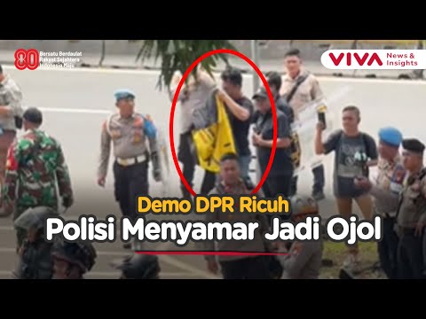 Terekam Kamera, Diduga Polisi Menyamar Gunakan Jaket Ojol Saat Demo di DPR