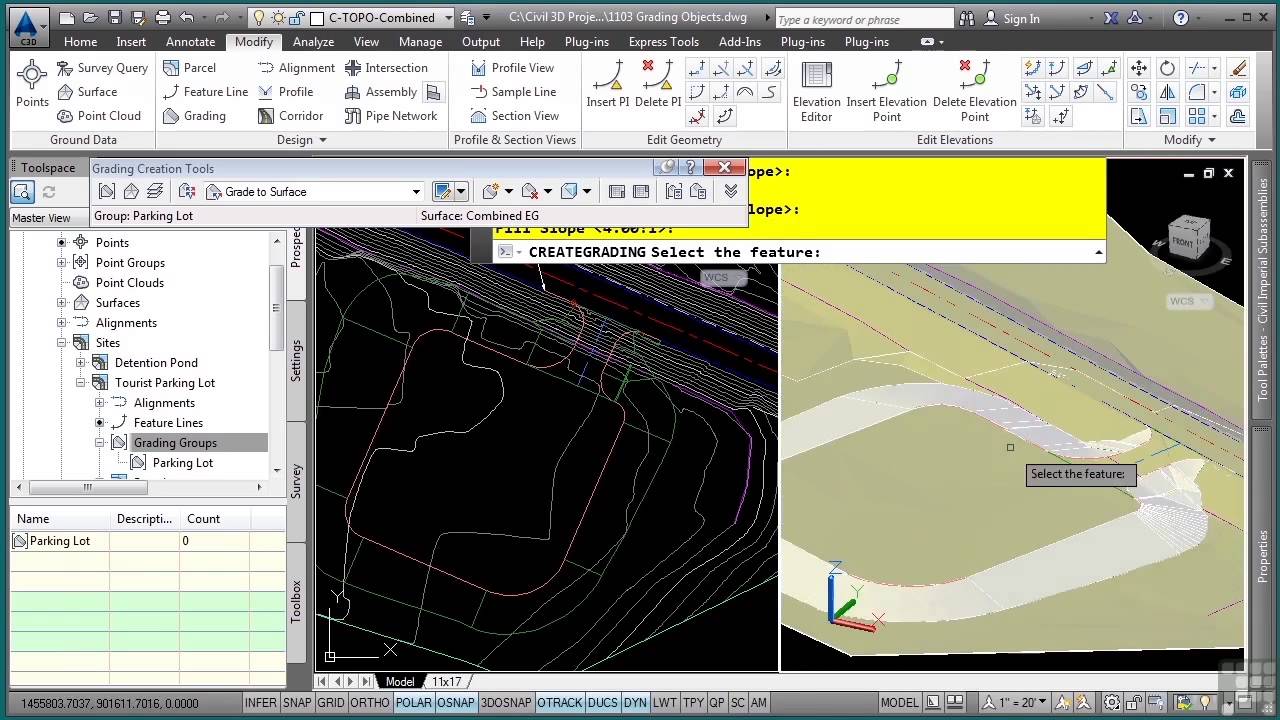 Autocad Civil 3d 2014 Tutorial Grading Objects Youtube 4827