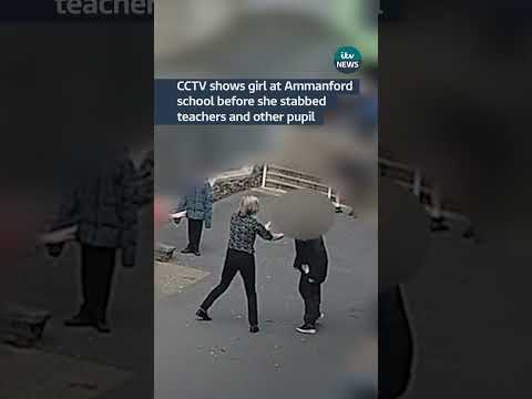 CCTV footage of the moments before a 14-year-old girl stabbed two teachers and a fellow pupil #news
