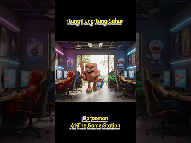 Brainrot Tung Tung Tung Sahur vs Lego Doraemon At The Game Station