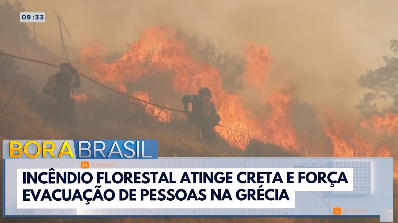 Incêndio florestal atinge Creta e força evacuação de pessoas na Grécia