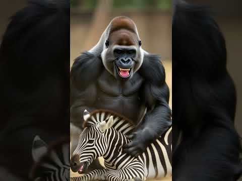 Gorilla playing with Zebra 🦓 #zebra #shortsfeed #shortvideo #animals