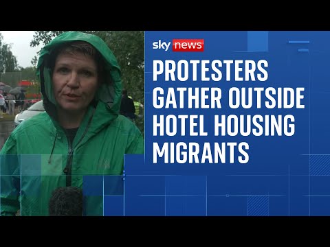 Protesters gather outside hotel housing migrants in Norwich