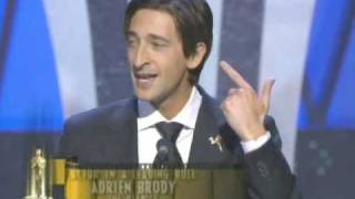 Adrien Brody winning the Best Actor Oscar® for "The Pianist" - 75th Annual Academy Awards®.