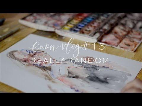 enon art vlog #15 | Really Random portrait watercolor painting
