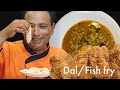 Dal and Fish fry super combination - Dill leaves Dal with fish fingers spiced with Indian masalas