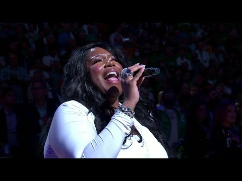The Voice finalist Michelle Brooks-Thompson performs national anthem before Game 3 | 2022 NBA Finals video clip