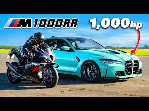 Drag Race Showdown: Tuned BMW M4 vs. BMW M1000RR Superbike