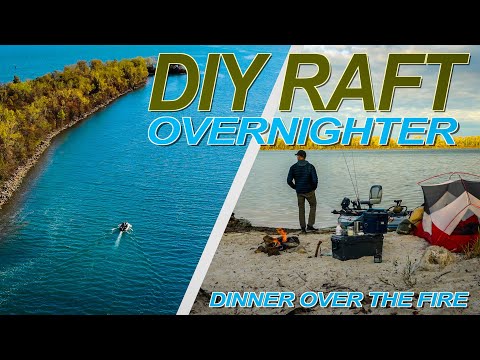Fall Overnight Adventure with a DIY Fishing Raft - Cooking over an Open Fire