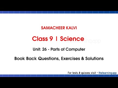 Parts of Computer Book Back Answers | Unit 26  | Class 9 |  Computer Science | Samacheer Kalvi