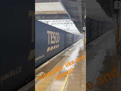 Tesco Train Class 66 mega 3 tone passing Bletchley