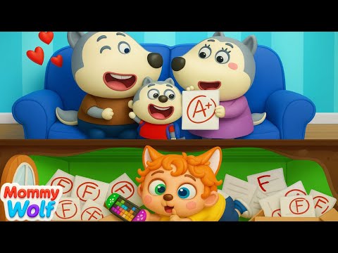 I Built a Secret Room to Hide Bad Grades From My Parents 🤫 Mommy Wolf | Cartoon for Kids