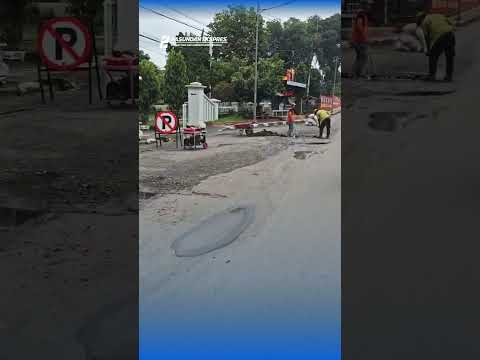 Jalan di perkotaan Subang terlihat mulai diperbaiki #shortvideo #subang#jalanrusak #shorts