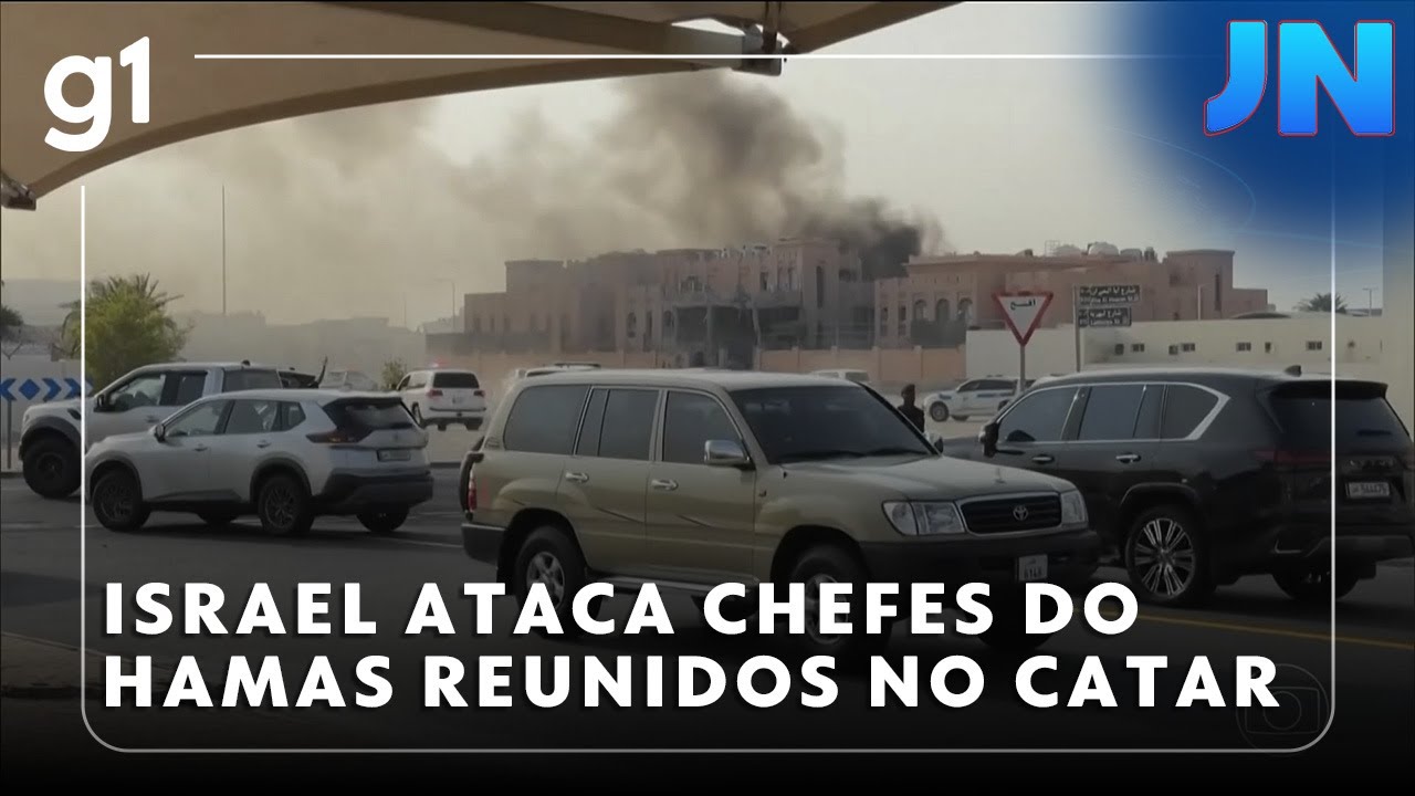 Jornal Nacional Israel lança um ataque aéreo contra chefes do Hamas reunidos no Catar