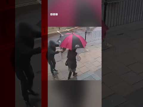 A man was arrested on suspicion of assault after a slab was thrown at a woman. #Shorts #BBCNews