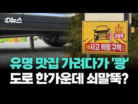 유명 맛집 가려다가 '쾅' 도로 한가운데 쇠말뚝? / D뉴스