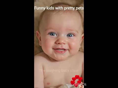 Cute kids or babies with pretty pets