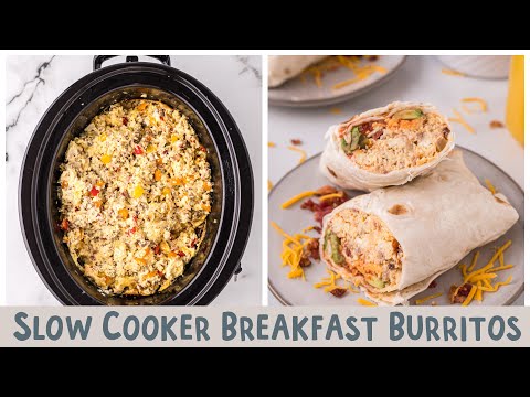 Slow Cooker Breakfast Burritos 🌯 {BEST MEAL FOR FEEDING A CROWD!}