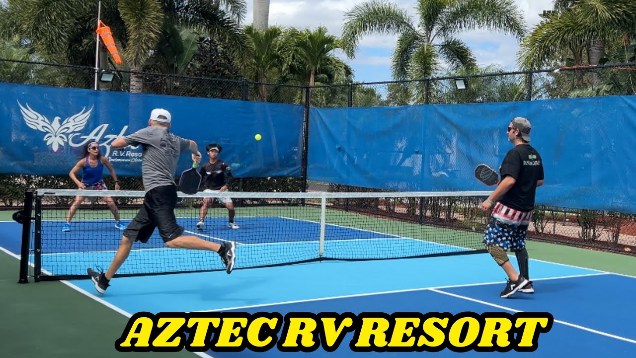 4.5+ Doubles Pickleball | Matt & Steve vs Derrek & Fabiana | Aztec RV Resort | Florida