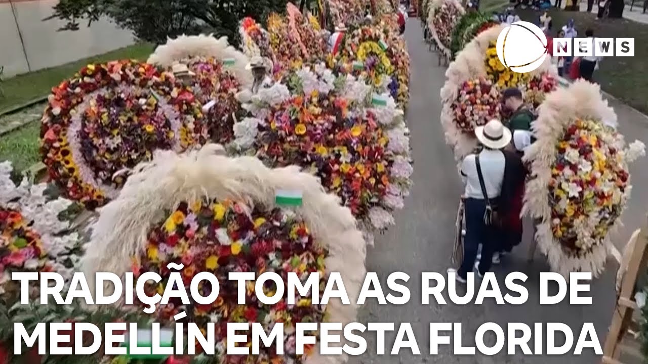 Tradição toma as ruas de Medellín em desfile florido