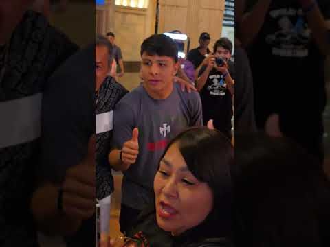 Jaime munguia is greeted by fans following canelo press conference
