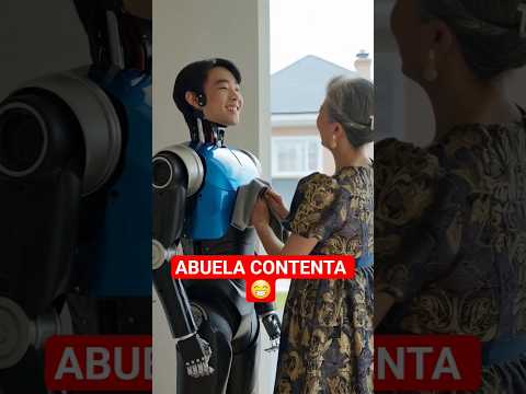 👉 Abuela Contenta Limpiando Su Robot Humanoide Masculino 🤖😁