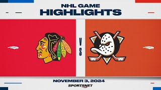 NHL Highlights | Blackhawks vs. Ducks - November 3, 2024