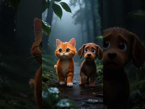 Two Friends, a Dog And a Cat, Get Lost in The Forest While Playing on a Rainy Ray | #mrh_rasel