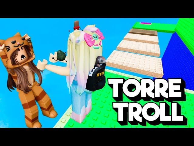TROLLEO a MANDARINA EMPUJÁNDOLA en la TORRE MÁS TROLL de Roblox 🤣