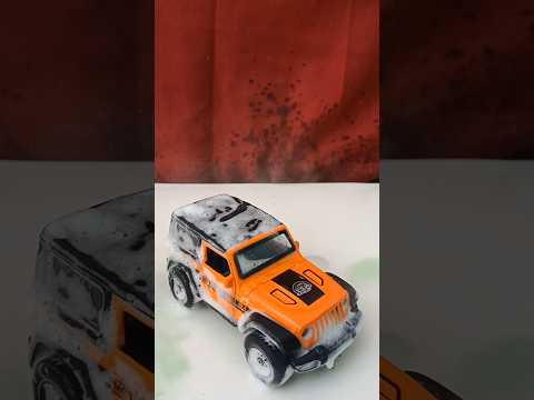 🚙 Foam Wash ASMR | Orange Jeep Wrangler Toy Deep Cleaning 🧽✨ #satisfyingcleaning #restoration