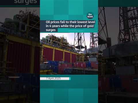 Oil prices fall to lowest level in 4 years while the price of gold surges #itvnews #shorts