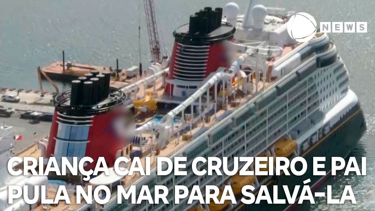 Homem se joga no mar para salvar filha de 4 anos que caiu de navio