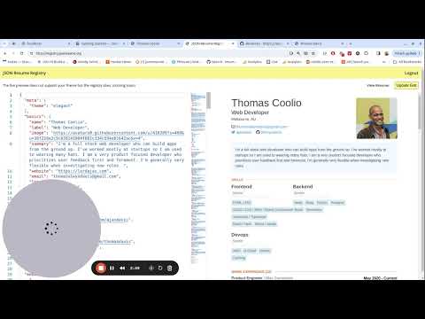 JSON Resume - Using the registry through Github gist