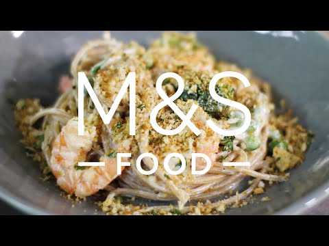 marksandspencer.com & Marks and Spencer Promo Code video: Chris' crunchy creamy garlic prawn pasta | M&S FOOD