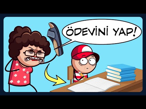 Tatilde Evdeyken Öğrenciler (Okul Temalı Animasyonlar)