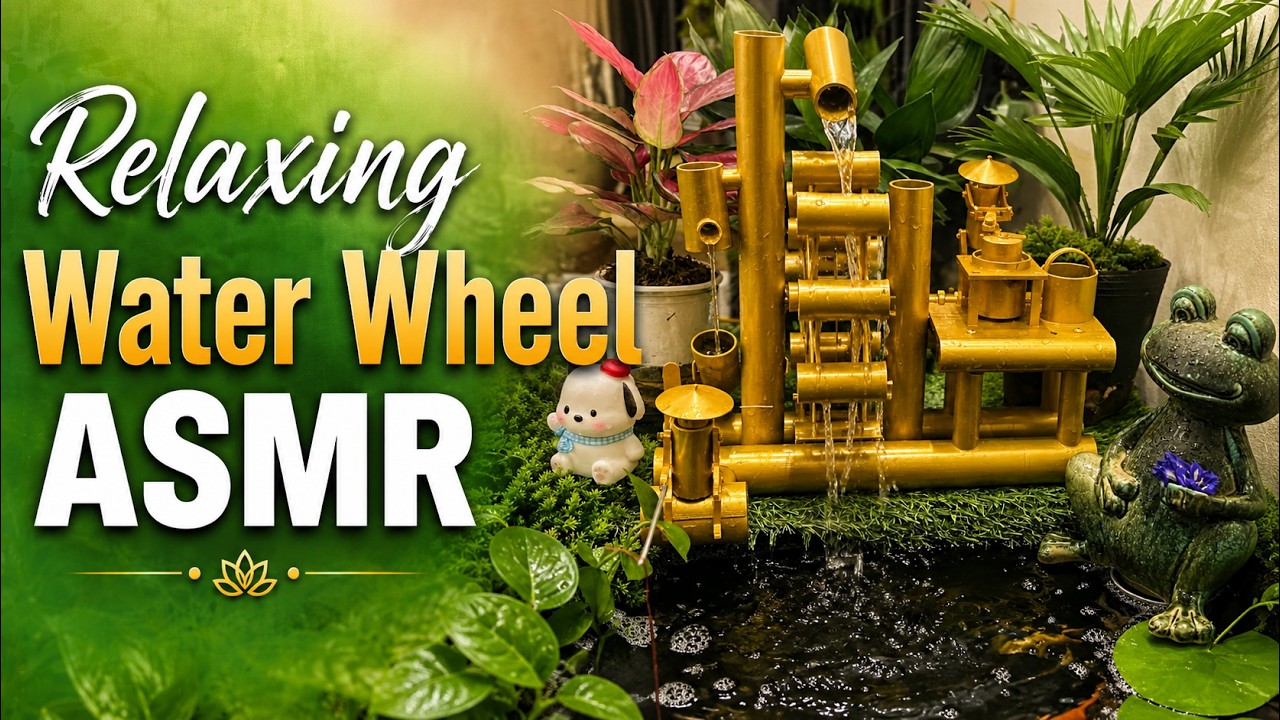 Relaxing ASMR Sound with Water Wheel and Koi Pond EP 17