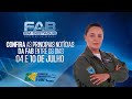 O FAB em Destaque desta sexta-feira (11/07) apresenta as principais notícias da Força Aérea Brasileira (FAB) referentes ao período de 04 a 10 de julho. Entre os destaques, a tradicional cerimônia de entrega dos Espadins à Turma Perseu, na Academia da Força Aérea (AFA), que marcou o início da carreira de 137 cadetes. A edição traz ainda o resgate aeromédico que salvou a vida de um adolescente em uma comunidade isolada da Ilha do Marajó, no Pará.

Você confere também os detalhes da atuação da FAB durante a Cúpula do BRICS 2025, com interceptações de aeronaves em áreas restritas e a conclusão da operação de Defesa Aeroespacial, que envolveu mais de 700 militares e garantiu a segurança do espaço aéreo durante o evento internacional.