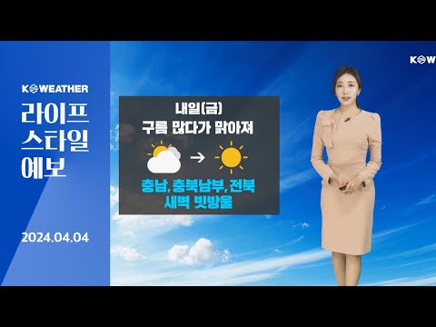 [날씨] 내일(금) 점차 맑아져…포근한 날씨 / 2024.04.04 KWEATHER