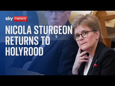 Nicola Sturgeon speaks to media on return to Scottish Parliament after arrest