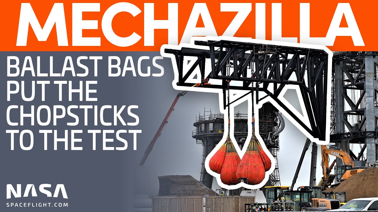 Mechazilla's Chopsticks Load Tested with Water Ballast Bags | SpaceX Boca Chica
