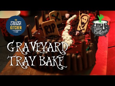 Scary Treats for Halloween - Graveyard Tray Bake