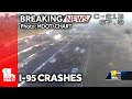 Northbound I-95 jammed due to crashes