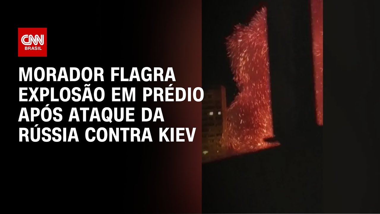 Morador flagra explosão em prédio após ataque da Rússia contra Kiev | CNN BRASIL