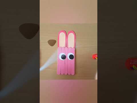 Rabbit Craft with Popsicle Sticks #diy #craft #papercraft #easycraft
