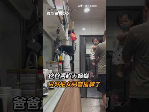 【小孩正確抱法】爸爸遇超大蟑螂 只好把女兒當盾牌了｜爸爸｜育兒｜盾牌