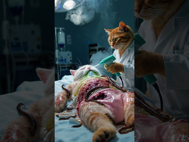 🐛🙀Centipede Invades Cat's Stomach... What Happened Next SHOCKED you!!!​​ #animation #catfunny#cat