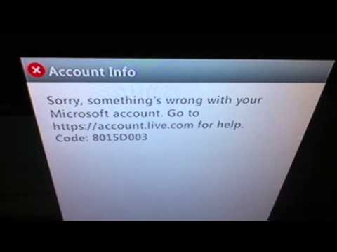Xbox 360 error code 8015d003 - YouTube